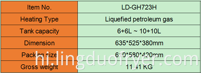 6l Double Baskets Gas Fryer Product Details